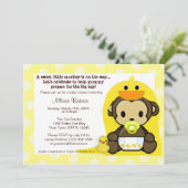 猿のベビーのDuckieのBathのシャワーの招待状 招待状 (スタンド正面)