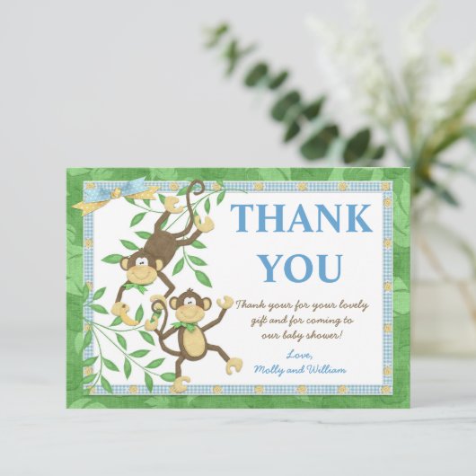猿のベビーシャワーのサンキューカード サンキューカード (スタンド正面)