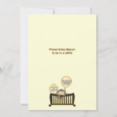 猿のベビーシャワーの招待状のまぐさ桶の黄色CJ-Y 招待状 (裏面)