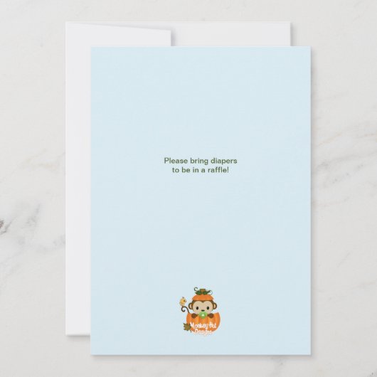 猿のベビーシャワーの招待状の秋のカボチャ男の子 招待状 (裏面)