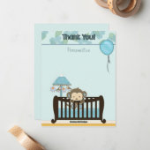 猿のベビーシャワーFLAT#1は青い感謝していしています ノートカード (正面/裏面インサイチュ)