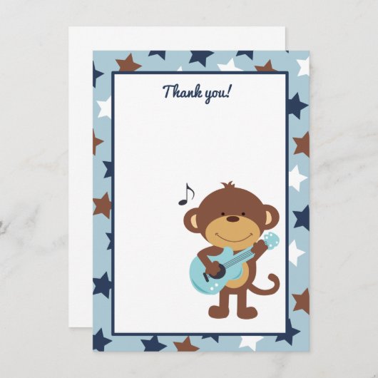 猿のロックスターのギターのサンキューカード サンキューカード (正面/裏面)