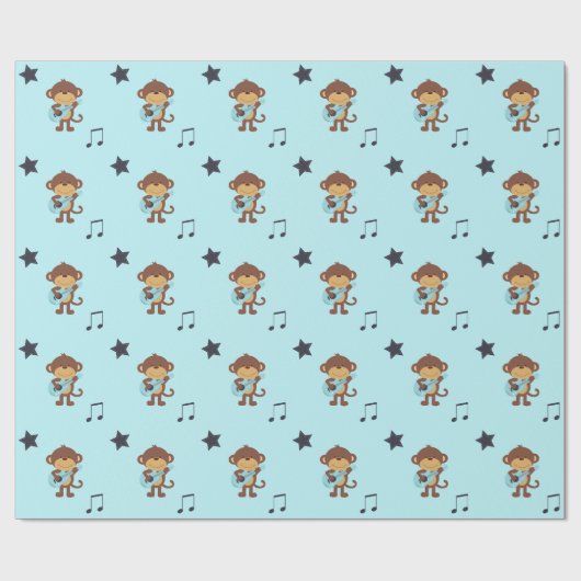 猿のロックスターのギターの包装紙 ラッピングペーパー (フラット)