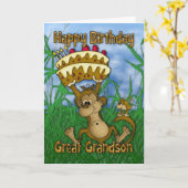 猿の保有物とのひ孫のハッピーバースデー カード (黄色い花)