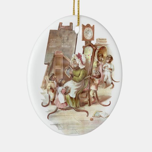 猿の学校のヴィンテージのイラストレーション セラミックオーナメント (右)