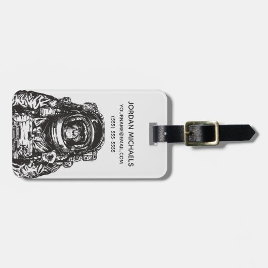 猿の宇宙飛行士は|あなたの名前を加えます ラゲッジタグ (正面横)