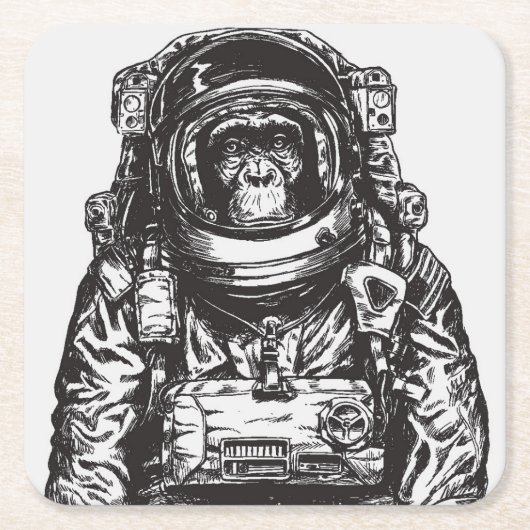 猿の宇宙飛行士 スクエアペーパーコースター (正面)