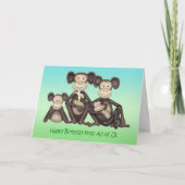 猿の家族の誕生日漫画をアメリカ全土から カード (正面)