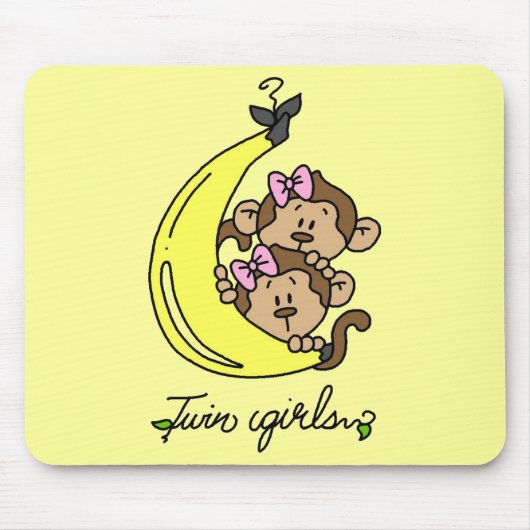 猿の対の女の子のTシャツおよびギフト マウスパッド (正面)