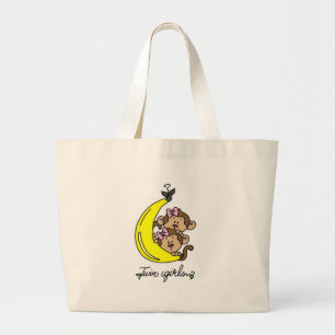猿の対の女の子のTシャツおよびギフト ラージトートバッグ