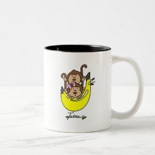 猿の対の男の子および女の子のTシャツおよびギフト ツートーンマグカップ