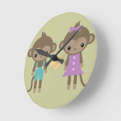 猿の恋 ラウンド壁時計 (傾斜)