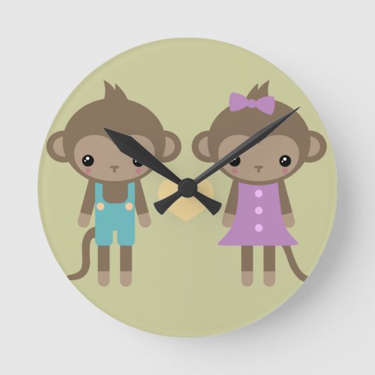 猿の恋 ラウンド壁時計 (正面)