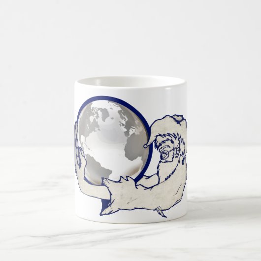 猿の手に世界全体 コーヒーマグカップ (中央)