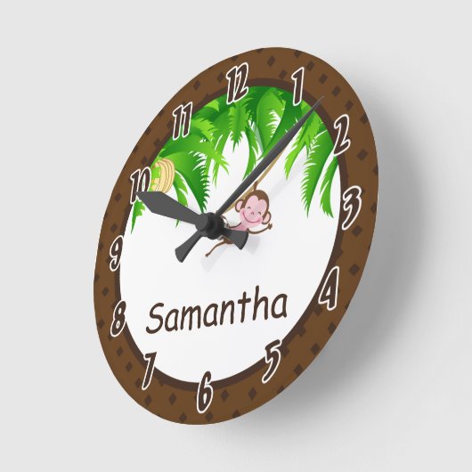 猿の振動ジャングルサファリの動物園のパーソナライズな時計 ラウンド壁時計 (傾斜)