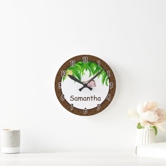 猿の振動ジャングルサファリの動物園のパーソナライズな時計 ラウンド壁時計 (ホーム)