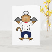 猿の料理人とサービングプレート カード (黄色い花)