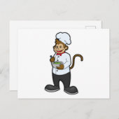猿の料理人とボウル ポストカード (正面/裏面)