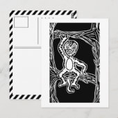 猿の木版画 ポストカード (正面/裏面)