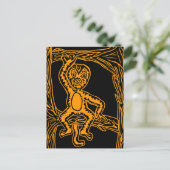 猿の木版画 ポストカード (スタンド正面)