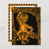 猿の木版画 ポストカード (正面/裏面)