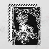 猿の木版画 ポストカード (正面/裏面)