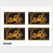 猿の木版画 長方形シール (シート)