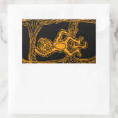 猿の木版画 長方形シール (バッグ)