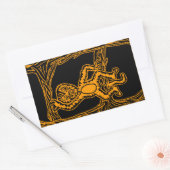 猿の木版画 長方形シール (封筒)