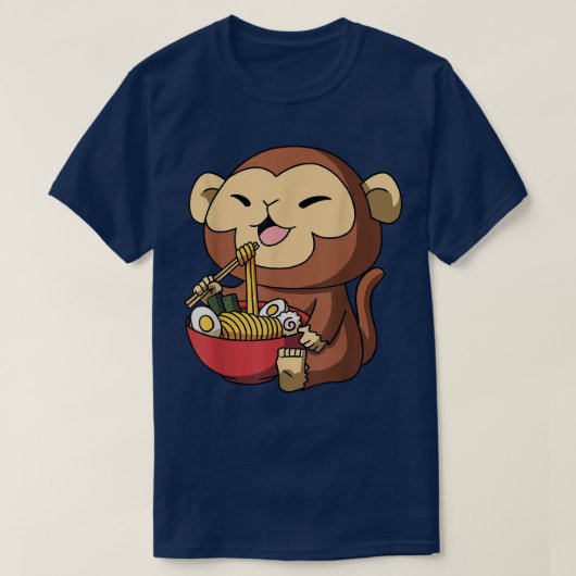 猿の正月中国のラーメン日本の Tシャツ (デザイン正面)