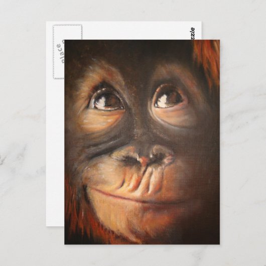 猿の油絵のおもしろいな顔Kerra Lindsey ポストカード (正面/裏面)