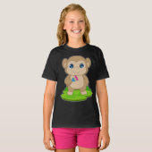 猿の画家 ペイント ブラシ 絵画 Tシャツ (正面フル)