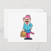 猿の秘書が鞄を持って ポストカード (正面/裏面)