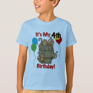 猿の第4誕生日のバレル Tシャツ