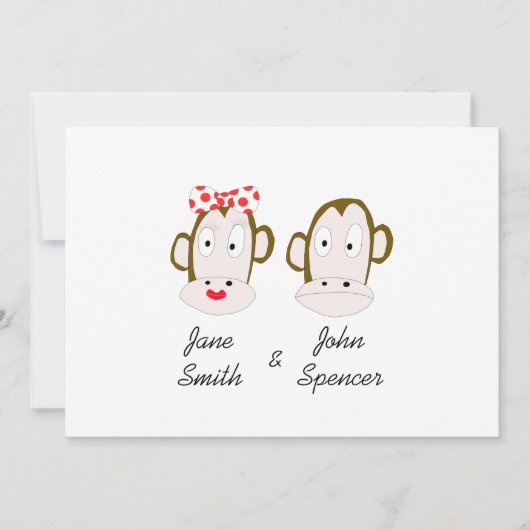 猿の結婚式招待状のテンプレート 招待状 (正面)