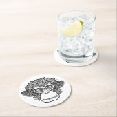 猿の落書きの顔 ラウンドペーパーコースター (インサイチュ)