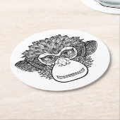 猿の落書きの顔 ラウンドペーパーコースター (アングル)