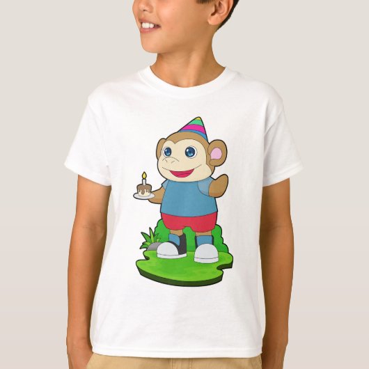 猿の誕生日ケーキ Tシャツ (正面)