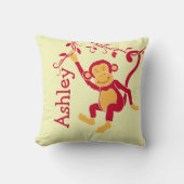 猿の赤く黄色く名前入りな名前は枕をからかいます クッション (正面)