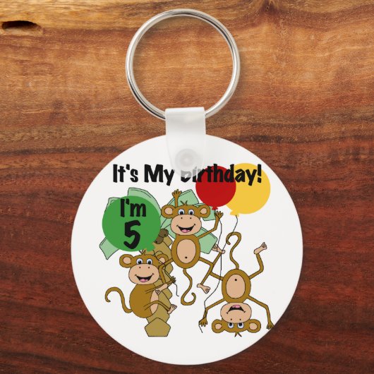 猿の輝やきの第5誕生日のTシャツおよびギフト キーホルダー (正面)