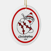 猿の野球の男の子" sのクリスマスのオーナメント強打して下さい セラミックオーナメント (右)