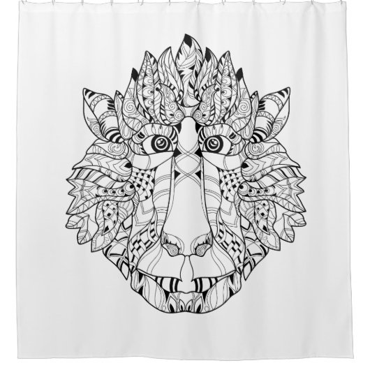 猿の頭部の落書き シャワーカーテン (正面)