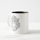 猿の頭部の落書き ツートーンマグカップ (正面左)