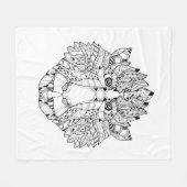 猿の頭部の落書き フリースブランケット (正面(横))