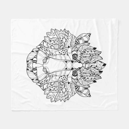 猿の頭部の落書き フリースブランケット (正面(横))