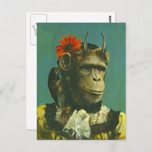 猿の鬼の郵便はがき ポストカード (正面/裏面)