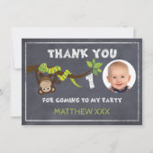 猿の黒板の第1誕生日のサンキューカード サンキューカード (正面)