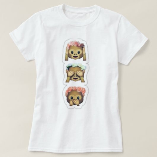 猿のEmojisの花ティー Tシャツ (デザイン正面)