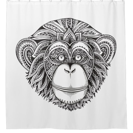 猿のIllustartionの落書き シャワーカーテン (正面)