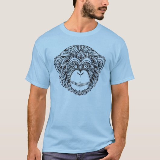 猿のIllustartionの落書き Tシャツ (正面)